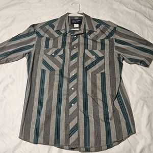 Wrangler Short Sleeve Striped Pearl Snap Shirt Men's Size 16